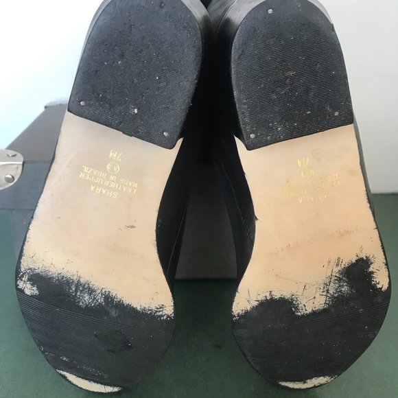 Royal Black Mid-Calf Leather Boots - Picture 6 of 6